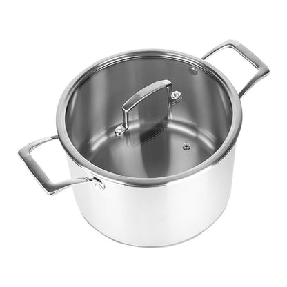 SOGA 2X 28cm Stainless Steel Soup Pot Stock Cooking Stockpot Heavy Duty Thick Bottom with Glass Lid