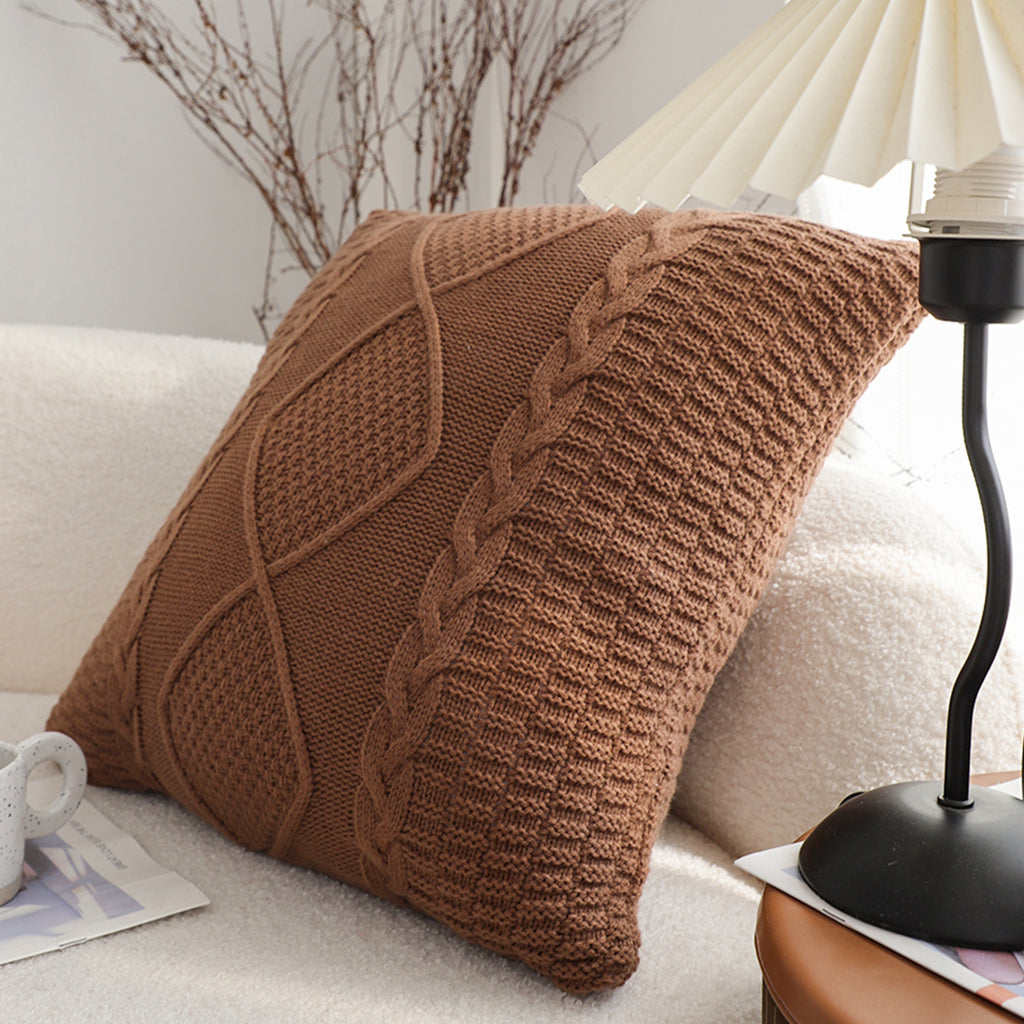 SOGA 45cm Sohobo Rectangle Knitted Cushion Cover with Boho Fringe