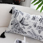 SOGA 30x50cm Chic Botanical Bliss Rectangular Pillowcase with Tassel Accents