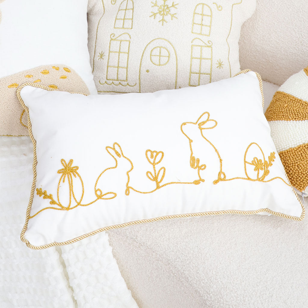 SOGA 30x50cm Elegant White Easter Embroidered Pillowcases