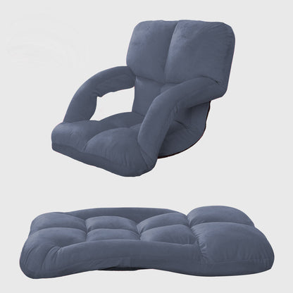 SOGA Foldable Lounge Cushion Adjustable Floor Lazy Recliner Chair with Armrest Grey