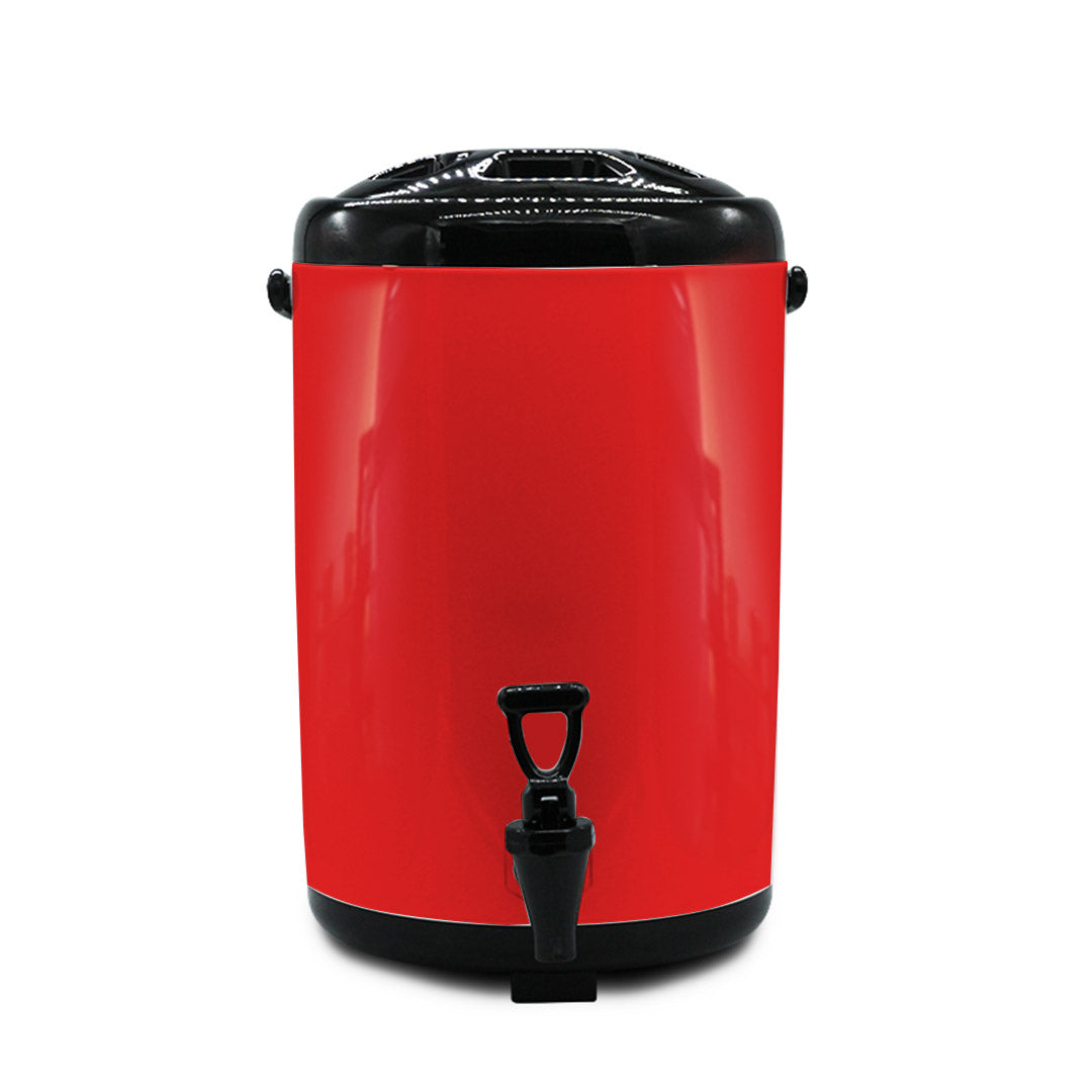 SOGA 4X 16L Stainless Steel Insulated Milk Tea Barrel Hot and Cold Beverage Dispenser Container with Faucet Red