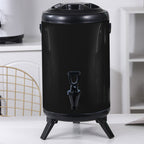 SOGA 2X 3.7 Gal Stainless Steel Insulated Milk Tea Barrel Hot and Cold Beverage Dispenser Container with Faucet Black