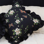 SOGA 2X 45cm Square Vintage Decorative Embroidered Black Throw Pillowcase