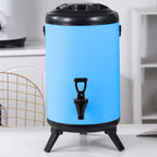 SOGA 8X 3.2 Gal Stainless Steel Insulated Milk Tea Barrel Hot and Cold Beverage Dispenser Container with Faucet Blue