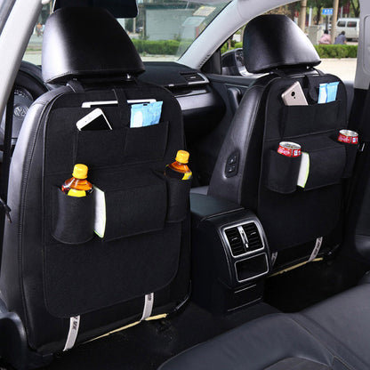 SOGA 2X  PVC Leather Car Back Seat Storage Bag Multi-Pocket Organizer Backseat and iPad Mini Holder Black
