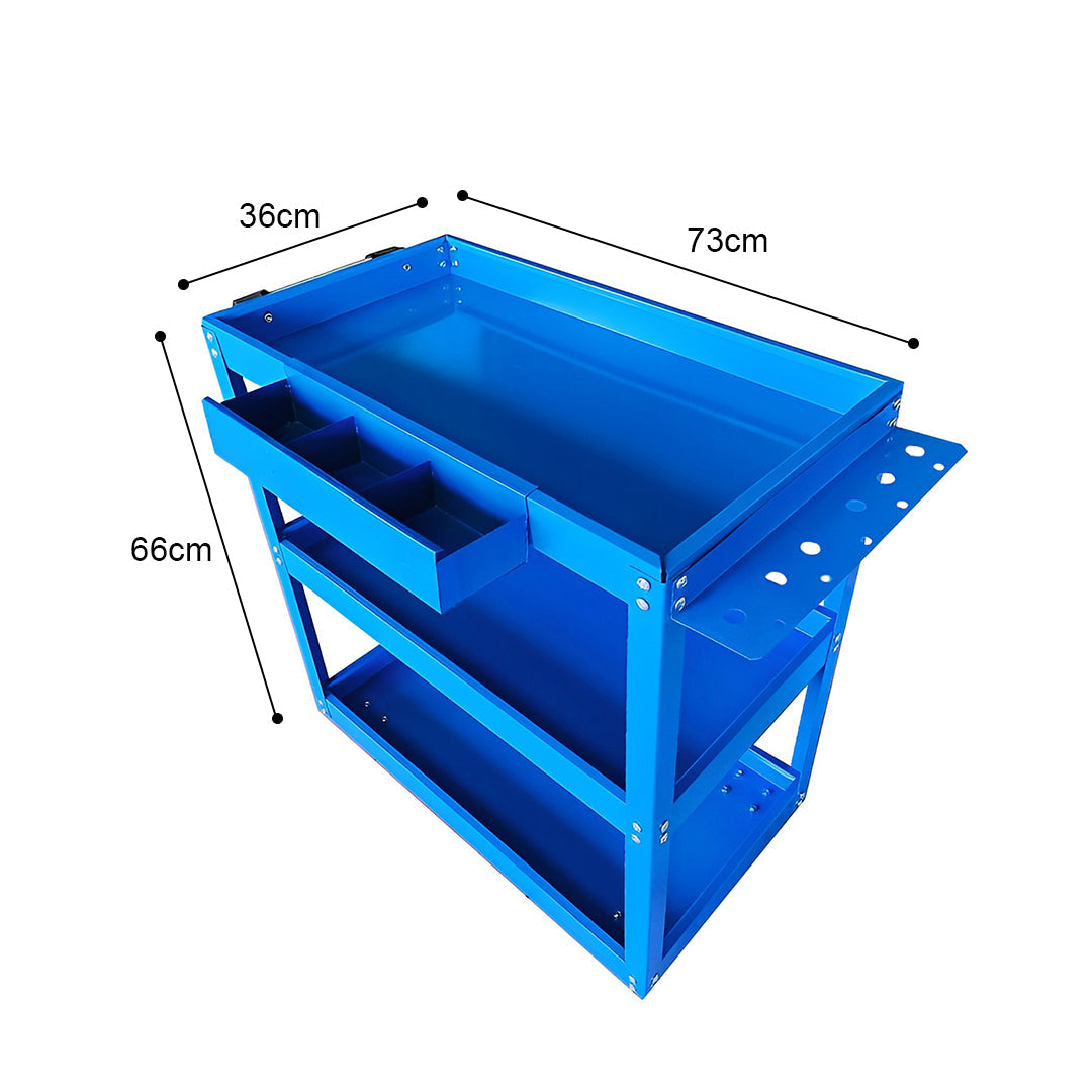 SOGA 3 Tier Tool Storage Cart Portable Service Utility Heavy Duty Mobile Trolley Blue