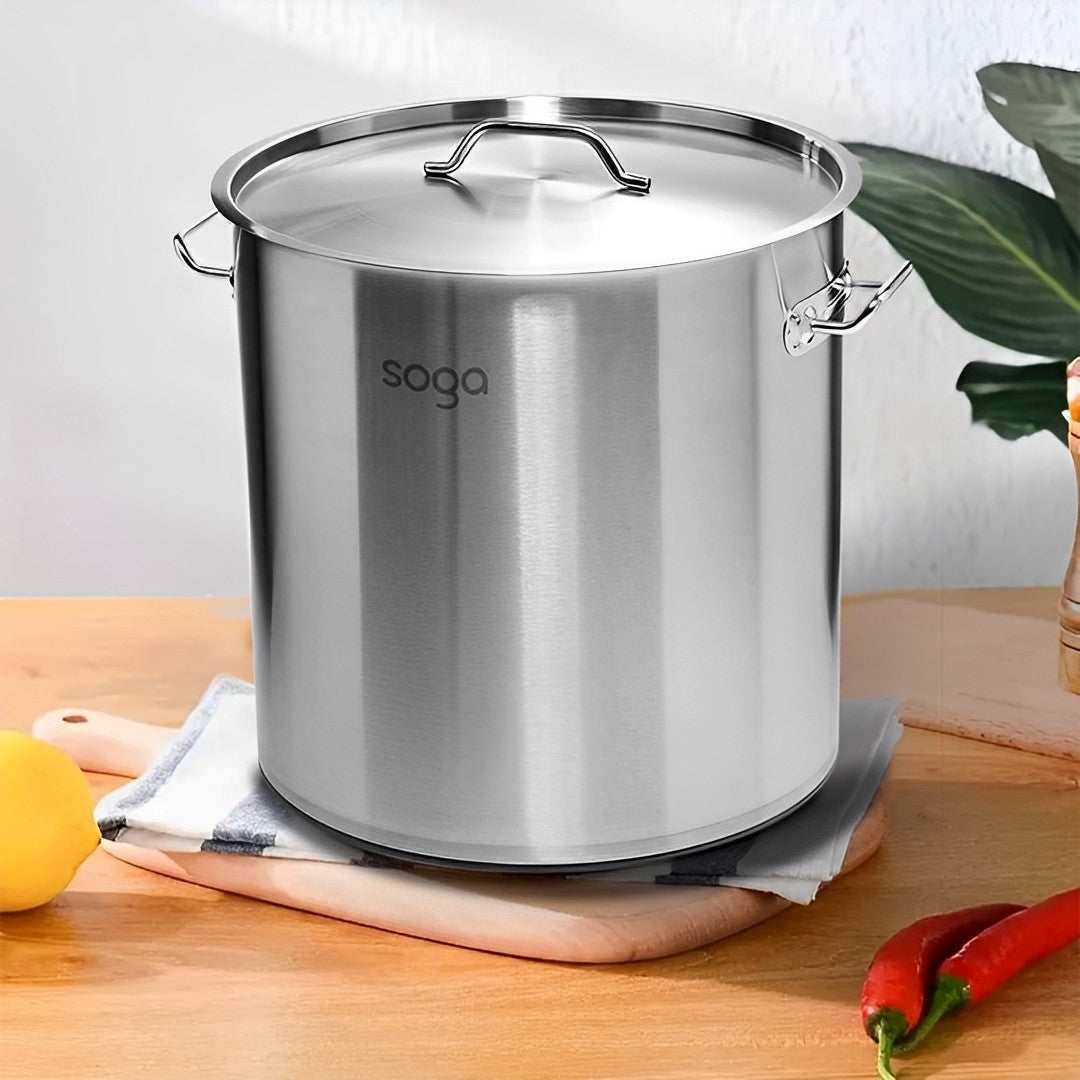 SOGA Stock Pot 12L 25L Top Grade Thick Stainless Steel Stockpot 18/10