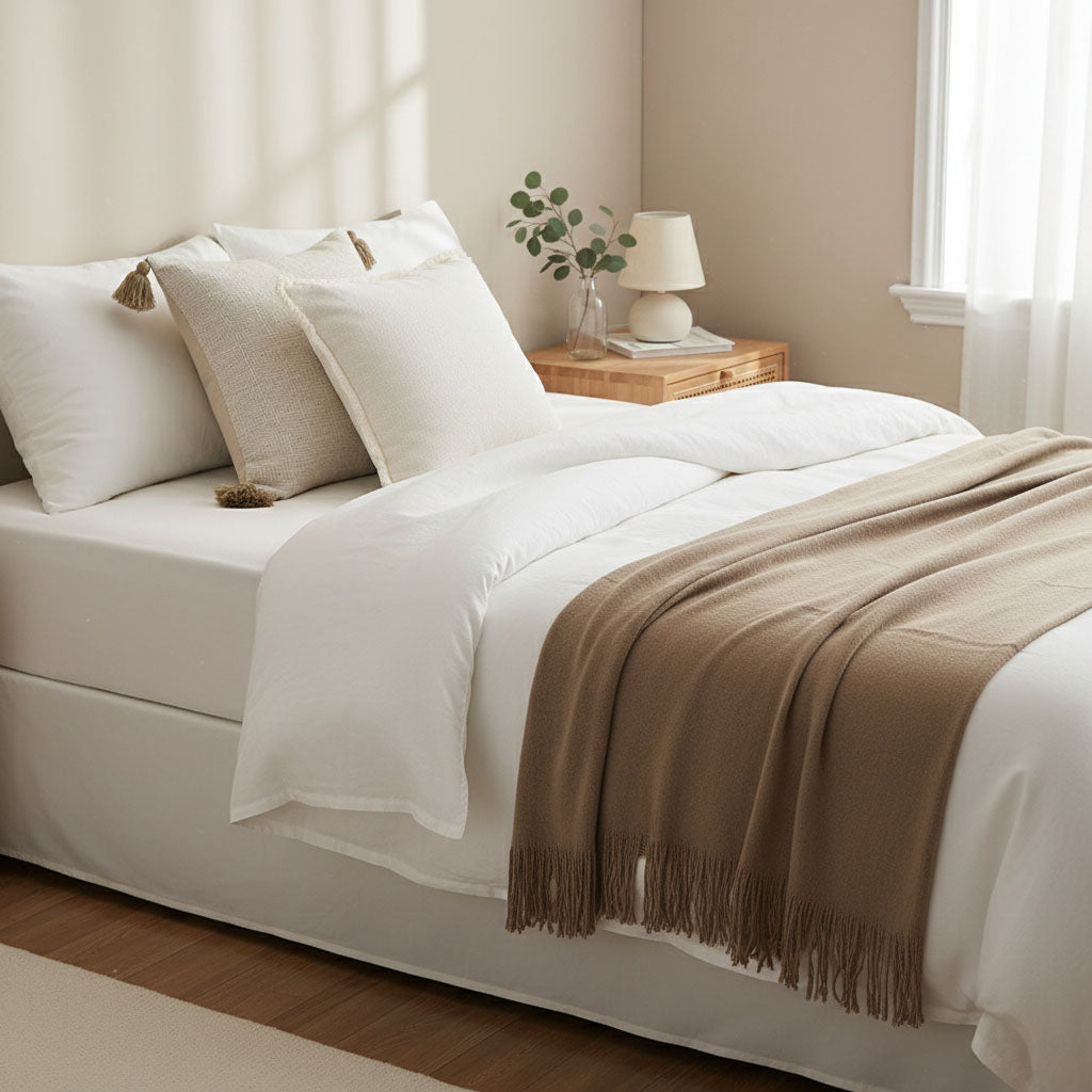 SOGA Cozy Home Set-Flannel Throw Blanket & 2 Decorative Pillow Covers (Knit & Abstract), Soft & Stylish