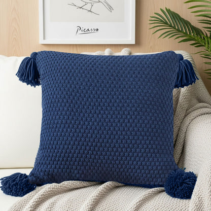 SOGA 50cm Chunky Knit Pillowcase (Navy Blue)