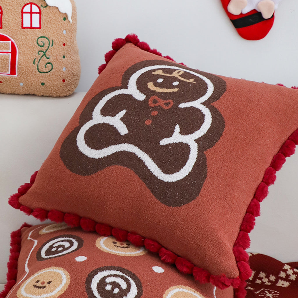 SOGA 45cm Cozy Christmas Gingerbread Man Accent Pillowcase