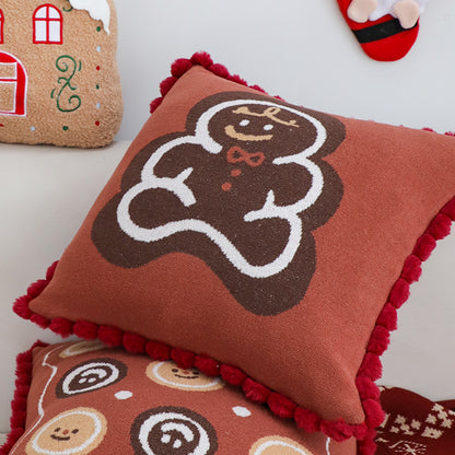 SOGA 45cm Cozy Christmas Gingerbread Man Accent Pillowcase