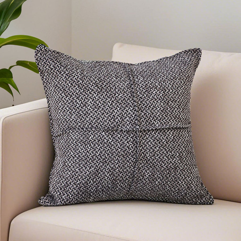SOGA 45cm  UrbanWeave Charcoal Tweed Pillowcase