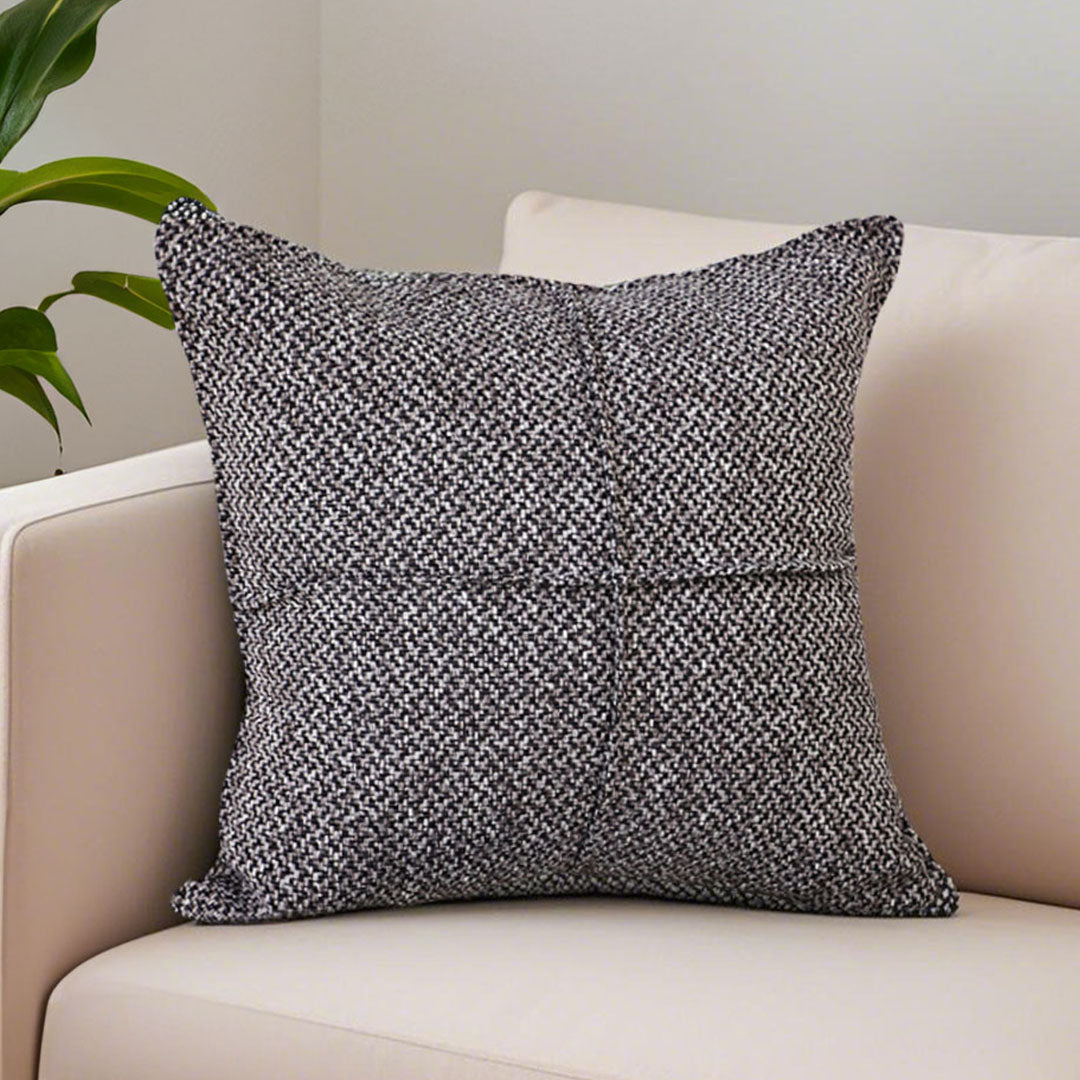 SOGA 45cm  UrbanWeave Charcoal Tweed Pillowcase