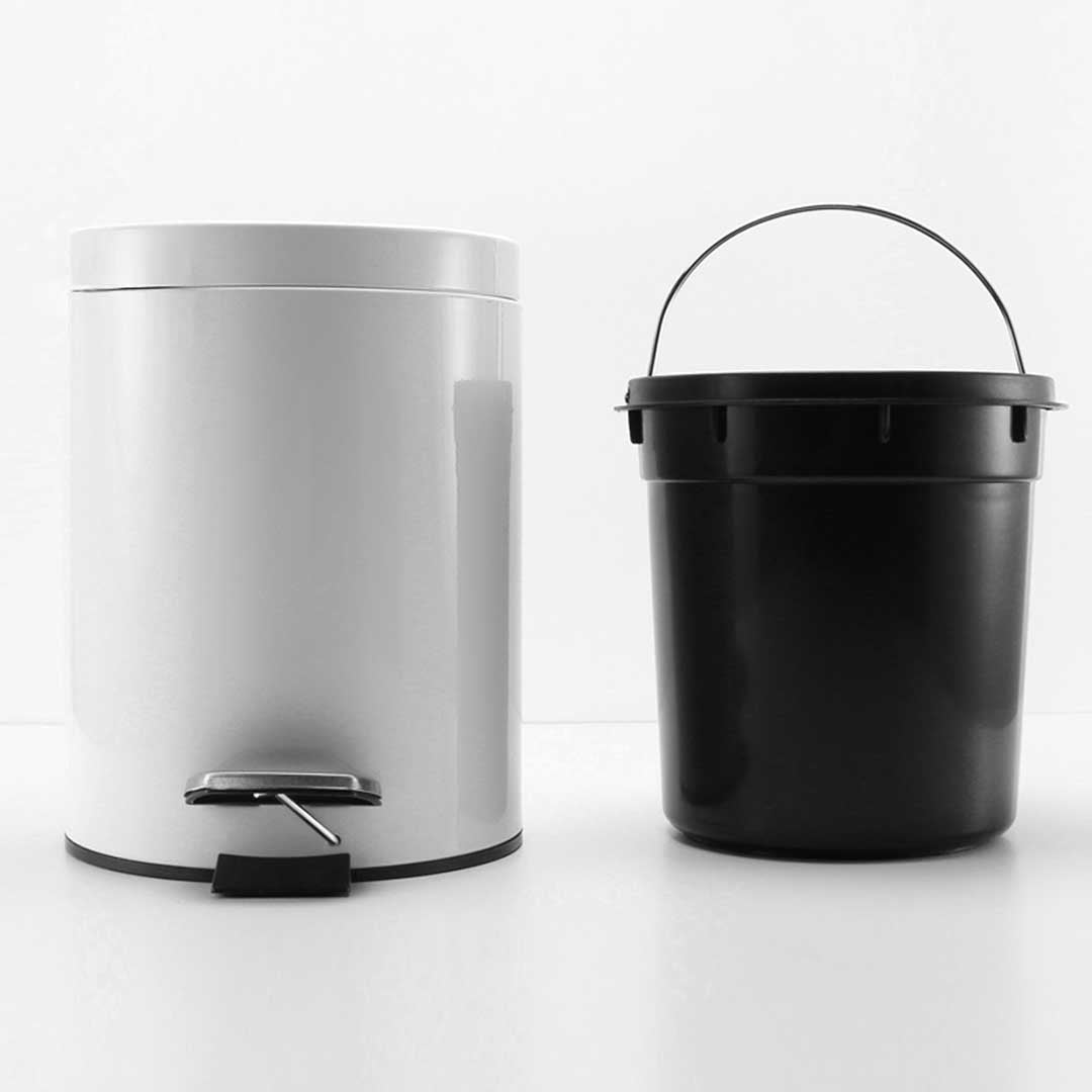 SOGA 2X Foot Pedal Stainless Steel Rubbish Recycling Garbage Waste Trash Bin Round 7L White