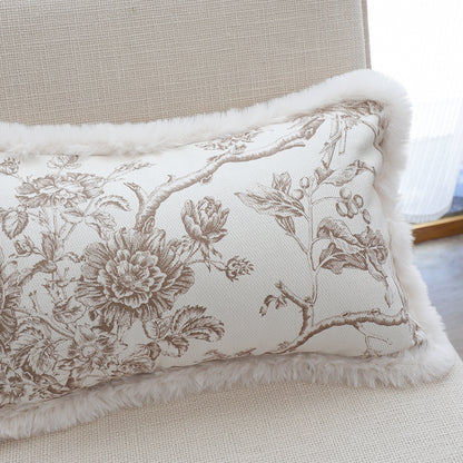 SOGA 30x50cm Taupe Floral Embroidered Pillowcase