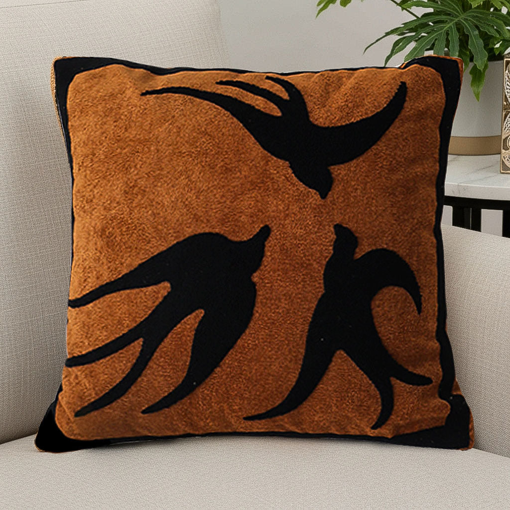 SOGA 2-Pack 45cm Abstract Brown/Orange Velvet Polyester Throw Pillow Cover