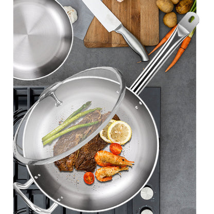 SOGA 2X 30cm Stainless Steel Saucepan With Lid Induction Cookware With Triple Ply Base