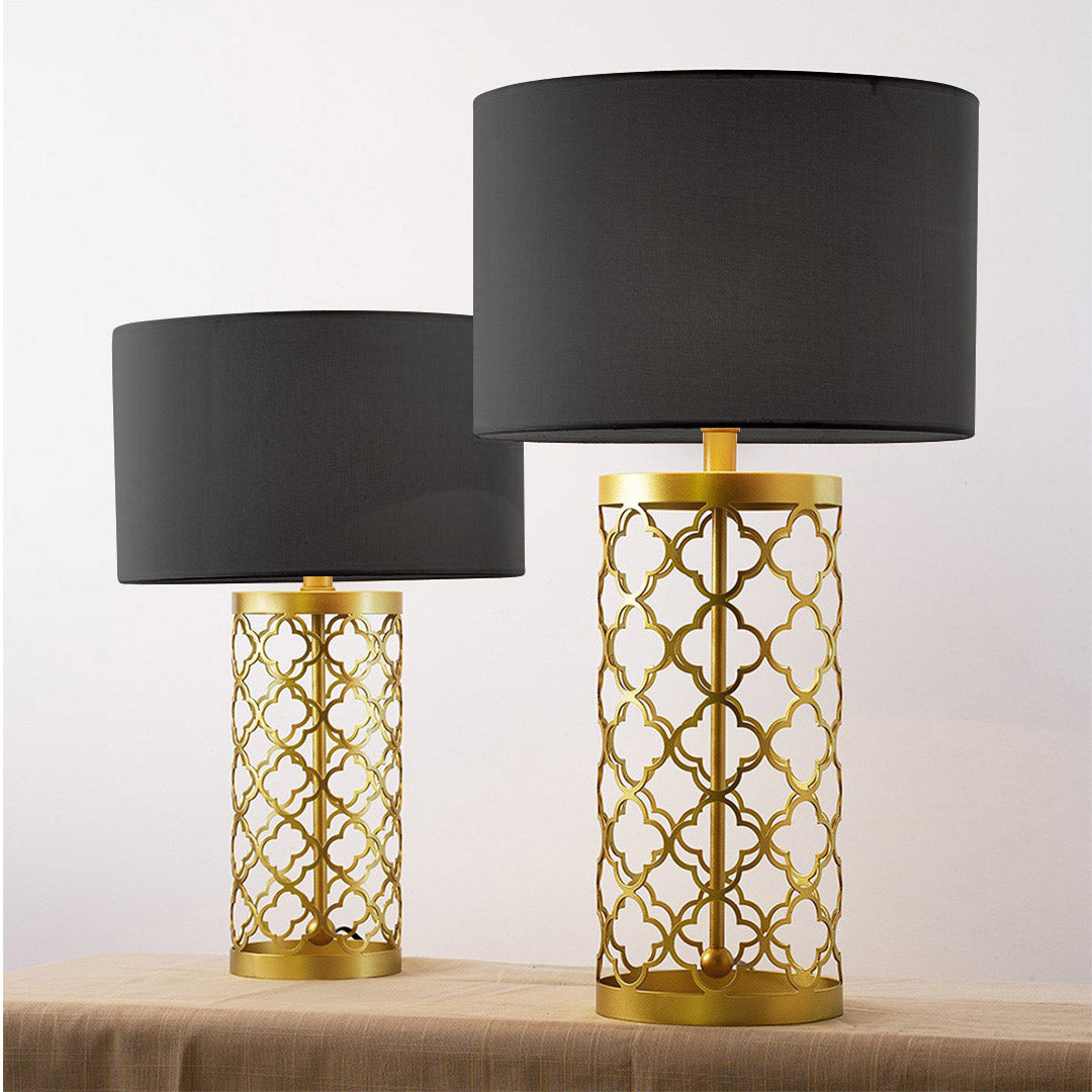 SOGA 2X Golden Hollowed Out Base Table Lamp with Dark Shade