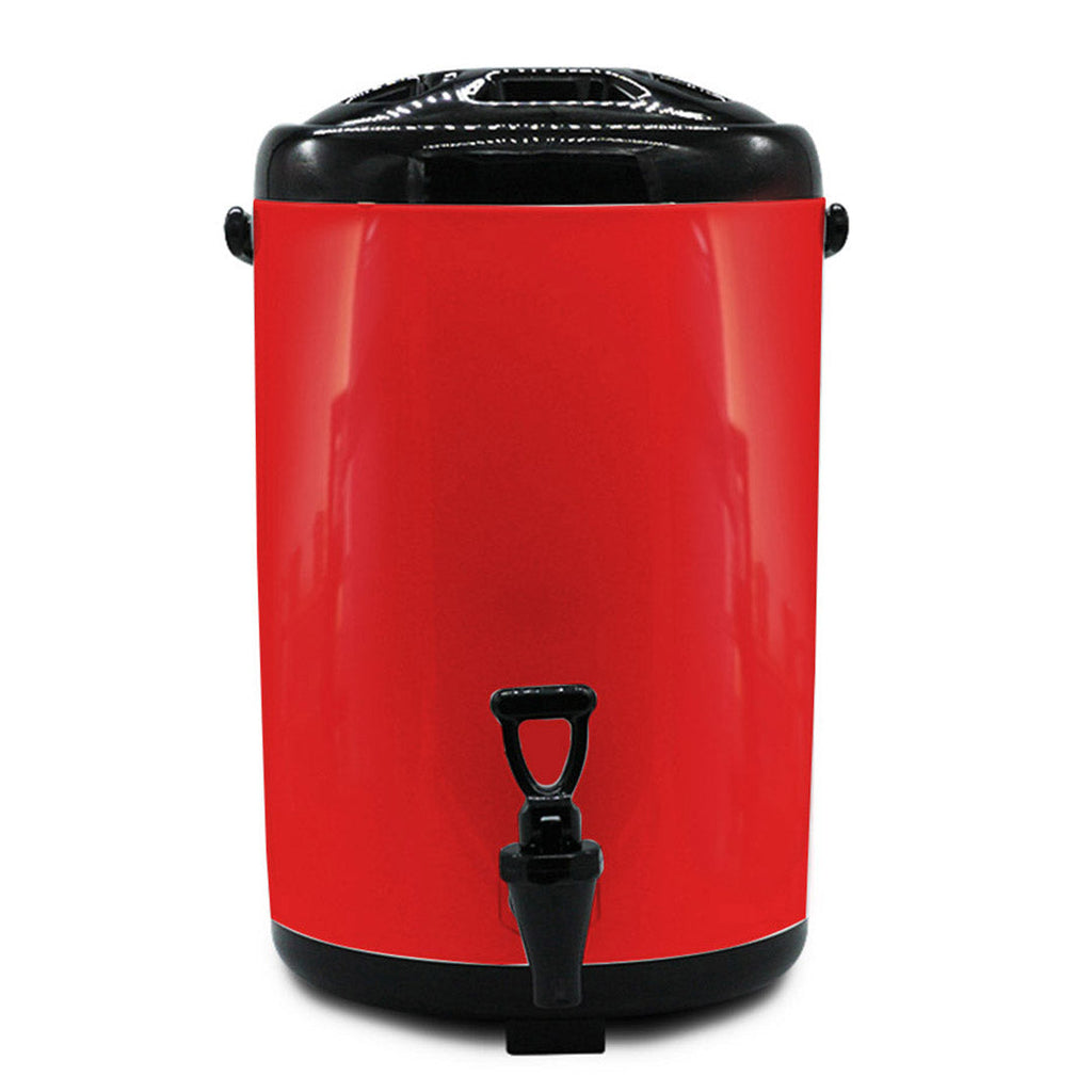 SOGA 4X 2.1 Gal Stainless Steel Insulated Milk Tea Barrel Hot and Cold Beverage Dispenser Container with Faucet Red