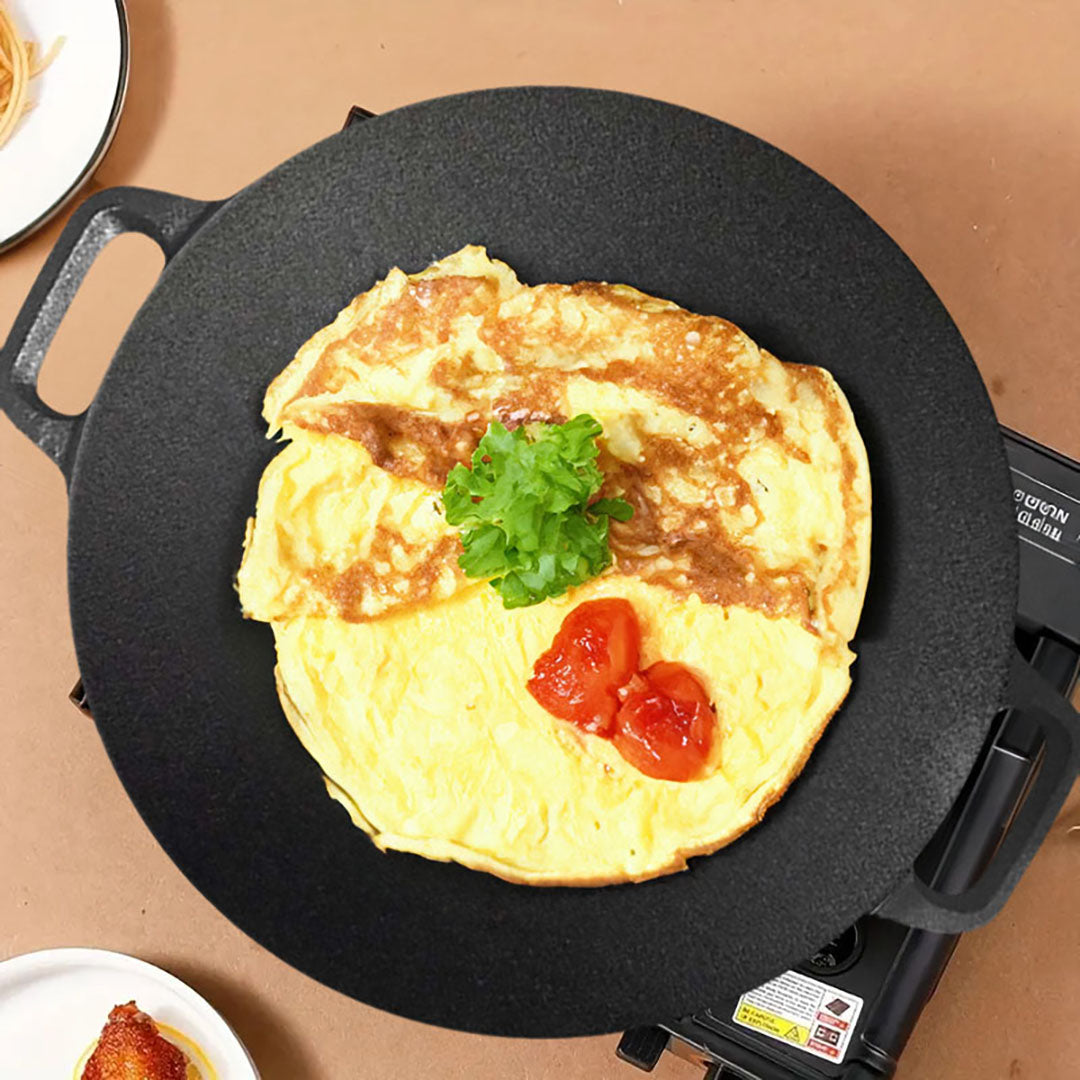 SOGA 37cm Cast Iron Induction Crepes Pan Baking Cookie Pancake Pizza Bakeware