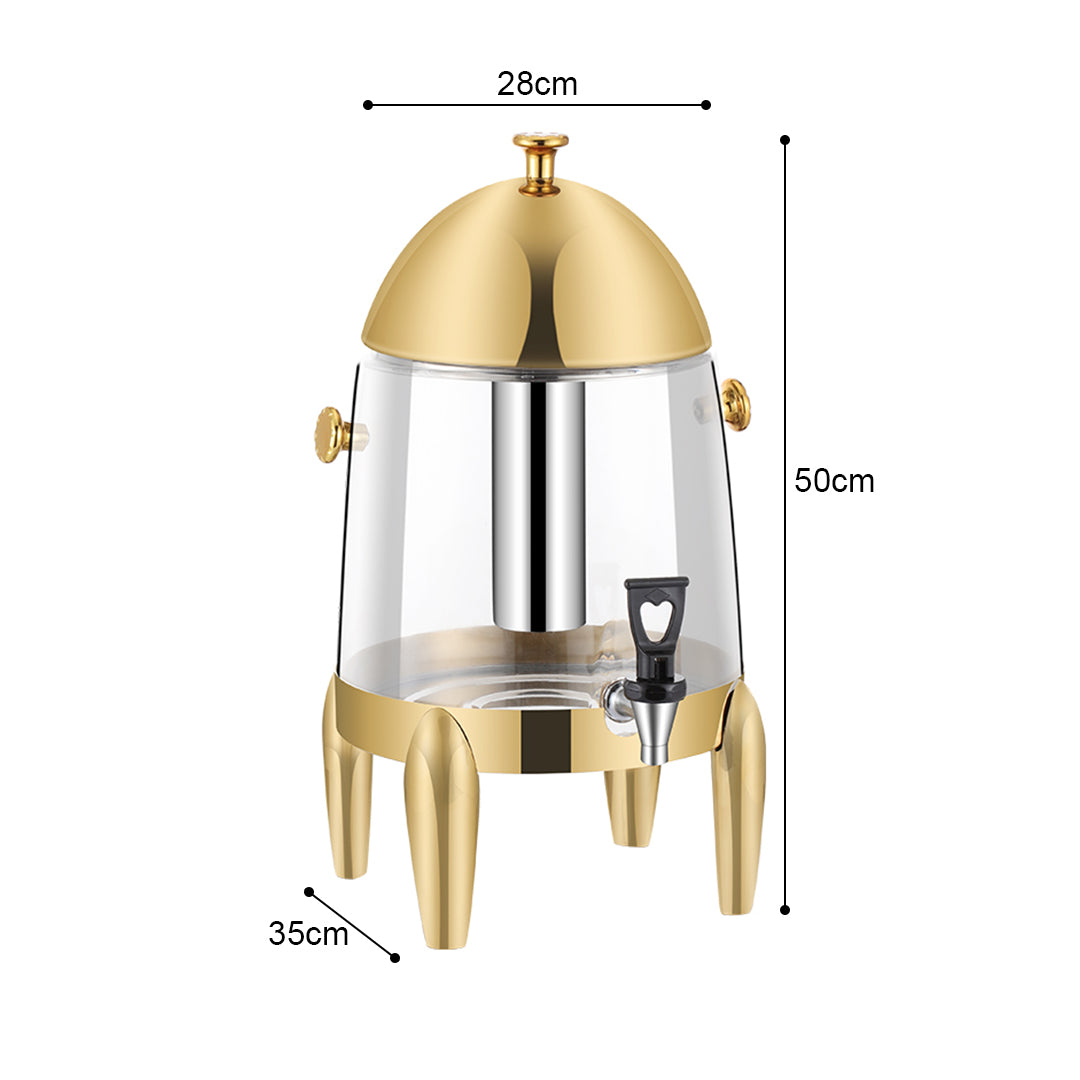 SOGA Stainless Steel 3.2 Gal Beverage Dispenser Hot and Cold Juice Water Tea Chafer Urn Buffet Drink Container Jug with Gold Accents
