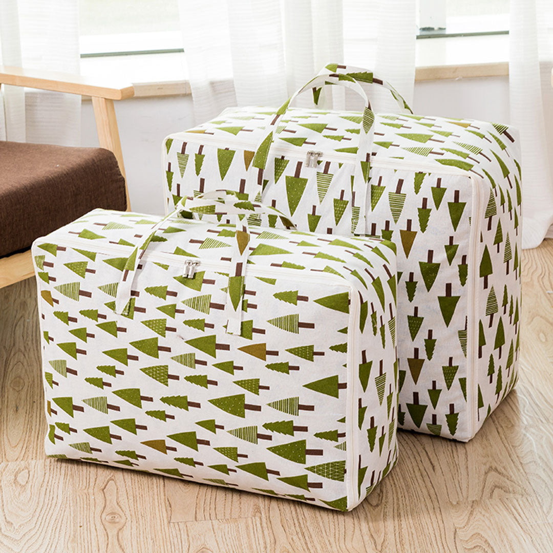 SOGA Green Pine Tree Super Large Storage Luggage Bag Double Zipper Foldable Travel Organiser Essentials