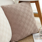 SOGA 45cm Woven Grid Knit Decorative Pillowcase - Taupe Beige
