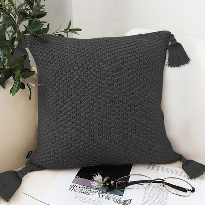 SOGA 50cm Chunky Knit Pillowcase (Charcoal Gray)