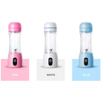 SOGA 2x 380ml Portable Mini USB Rechargeable Handheld Fruit Mixer Juicer White
