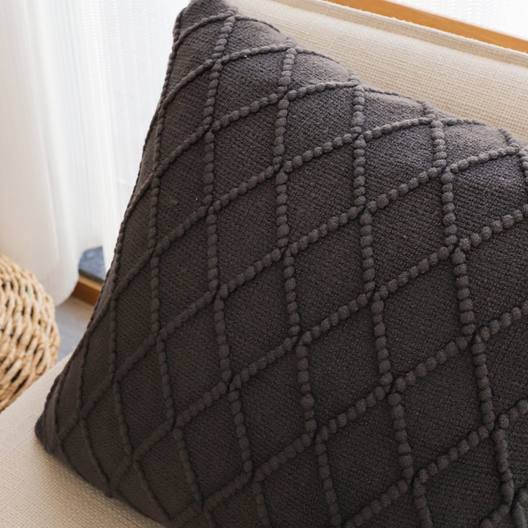 SOGA 45cm Charcoal Grey Cable Knit Pillow Cover