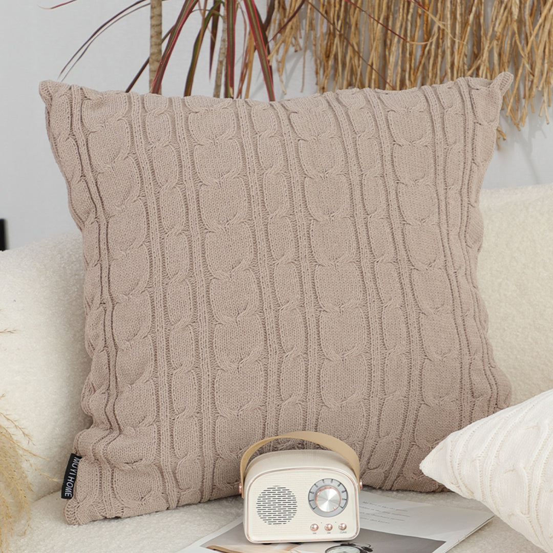 SOGA 2X 45cm Dusty Rose Cable Knit Decorative Pillowcase