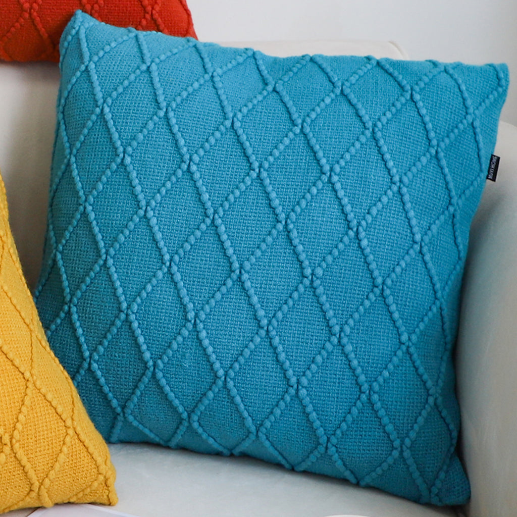 SOGA 2X 45cm Turquoise Diamond Knit Pillowcases – Soft Decorative Cushion Covers for Sofa, Bed & Home Décor