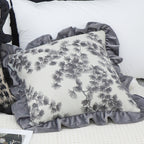 SOGA 45cm Gray Floral with Ruffle Trim