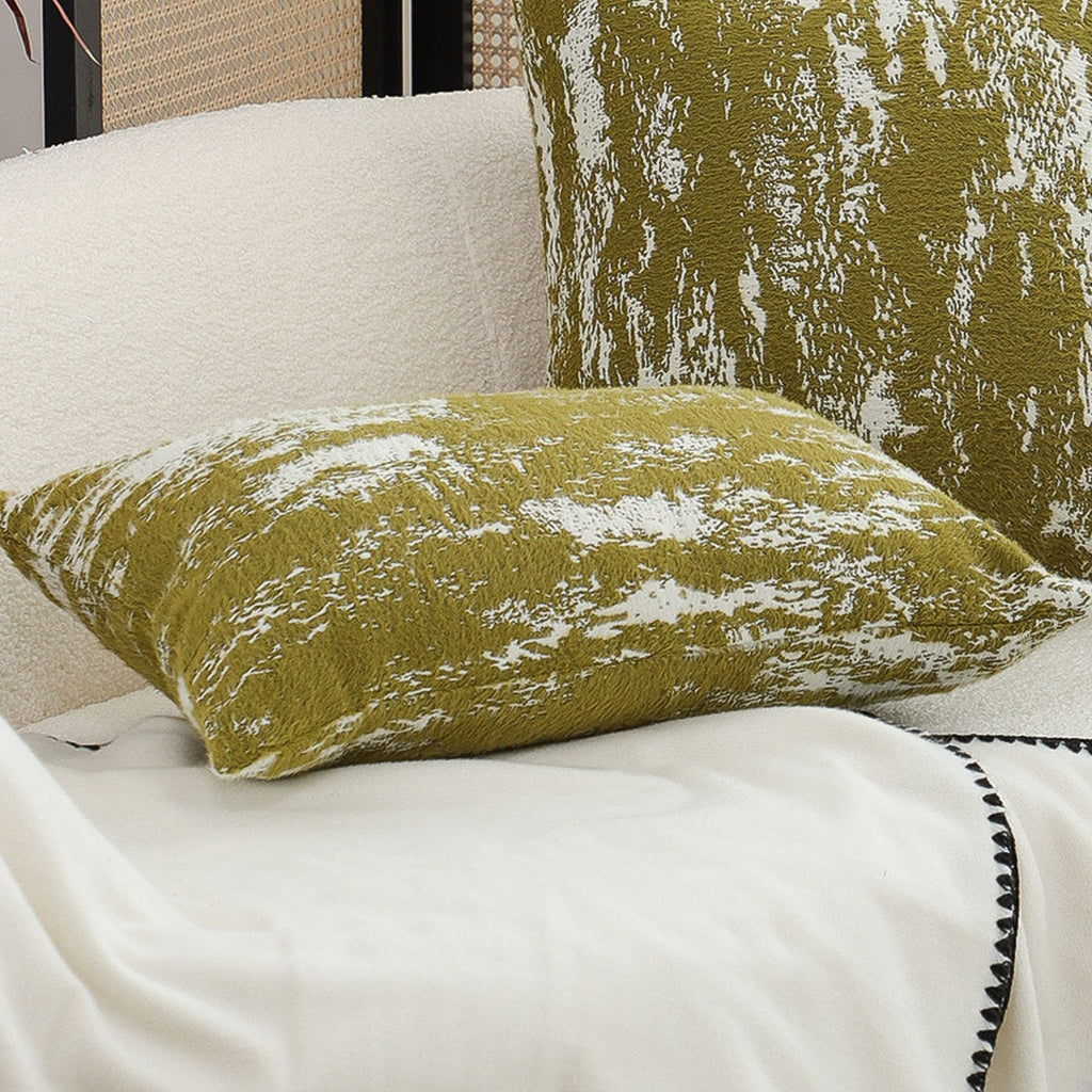 SOGA 30x50cm Olive Green & White Textured Decorative Pillowcase