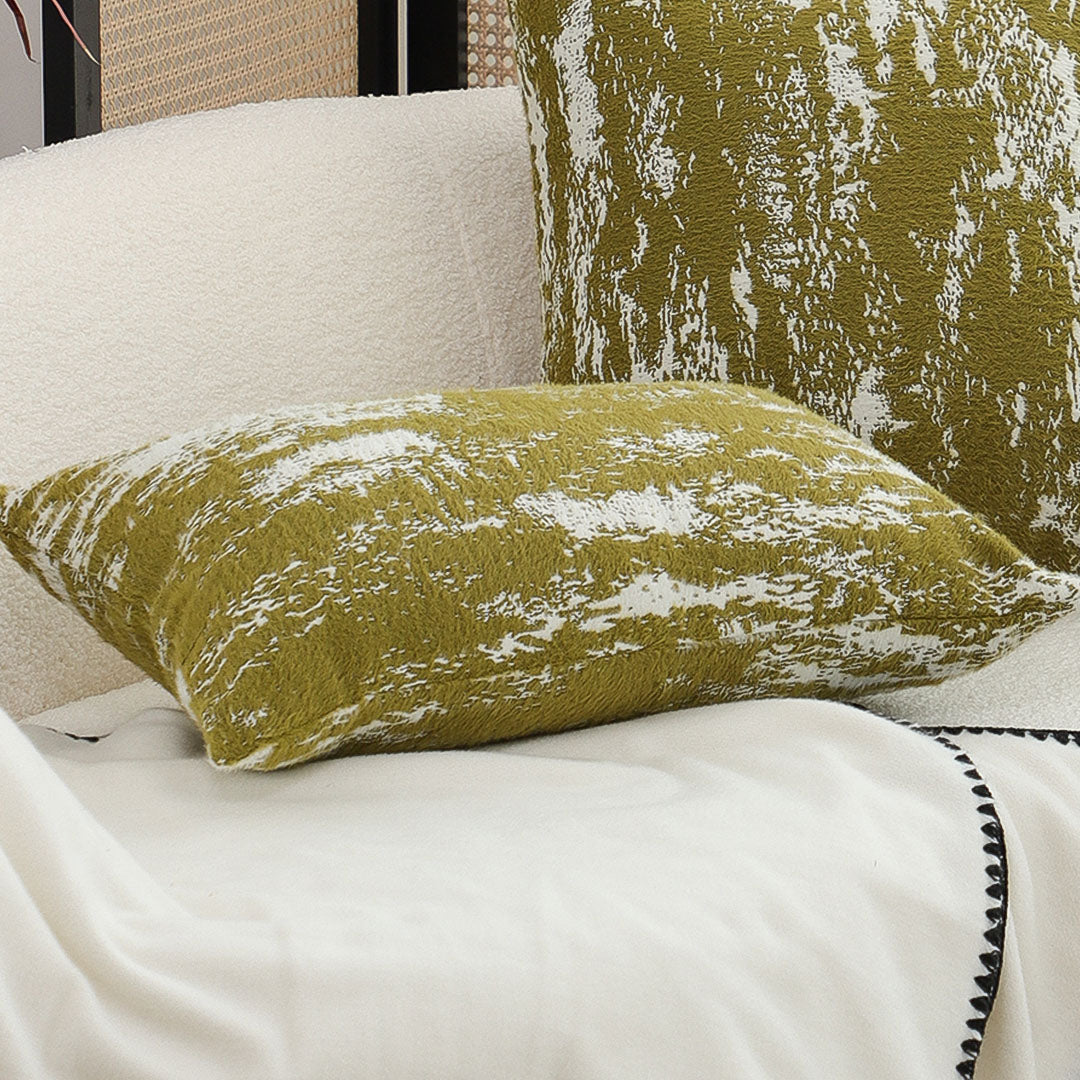 SOGA 30x50cm Olive Green & White Textured Decorative Pillowcase