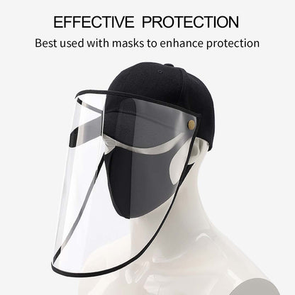 2X Outdoor Protection Hat Anti-Fog Pollution Dust Saliva Protective Cap Full Face HD Shield Cover Adult Black