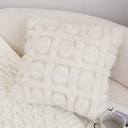 SOGA 45cm Cream Pom-Pom Grid Pillowcase