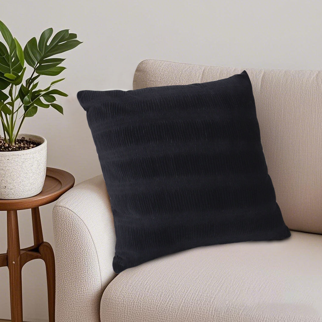 SOGA 45cm Luxurious Black Velvet Polyester Throw Pillow Cover