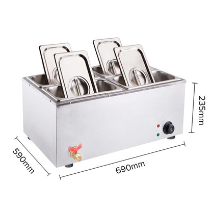 SOGA 2X Stainless Steel 4 X 1/2 GN Pan Electric Bain-Marie Food Warmer with Lid