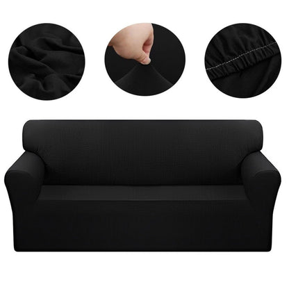 SOGA 2-Seater Black Sofa Cover Couch Protector High Stretch Lounge Slipcover Home Decor