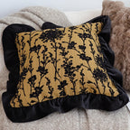 SOGA 45cm Elegant Black & Gold Floral Velvet Pillowcase