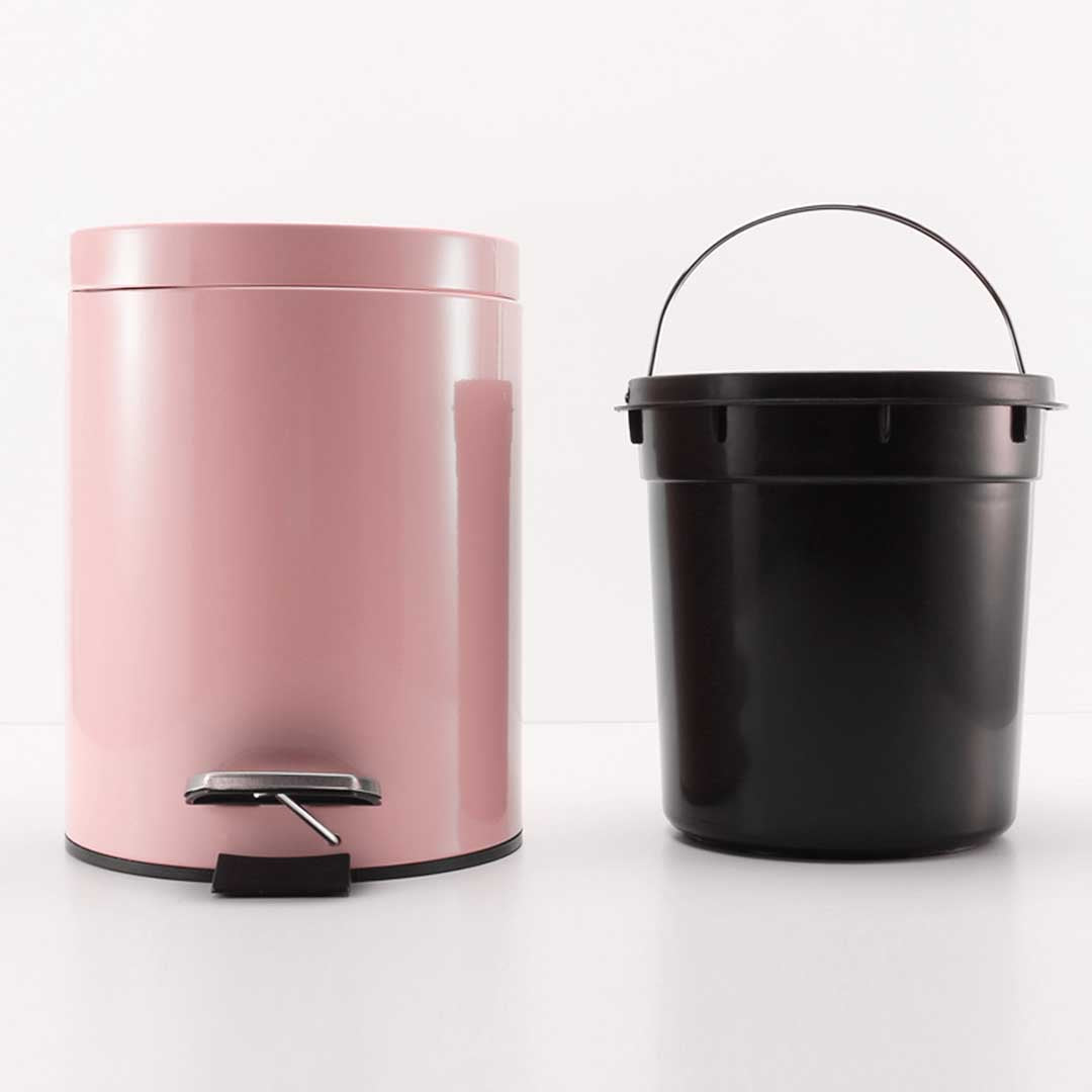 SOGA 2X Foot Pedal Stainless Steel Rubbish Recycling Garbage Waste Trash Bin Round 7L Pink