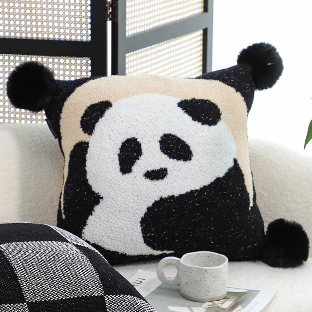SOGA 45cm Panda Pom-Pom Decorative Pillowcase