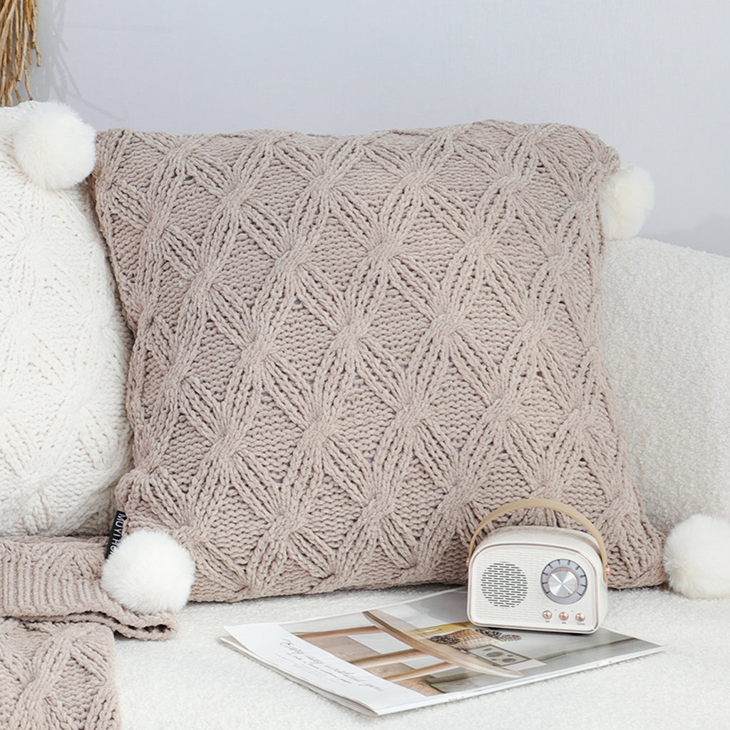 SOGA 2X 45cm Diamond Knit Texture Brown Throw Pillowcase