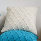 SOGA 2X 45cm Cream Cable Knit Diamond Pattern Pillow Covers – Soft Decorative Cushion Cases for Sofa, Bed & Home Décor