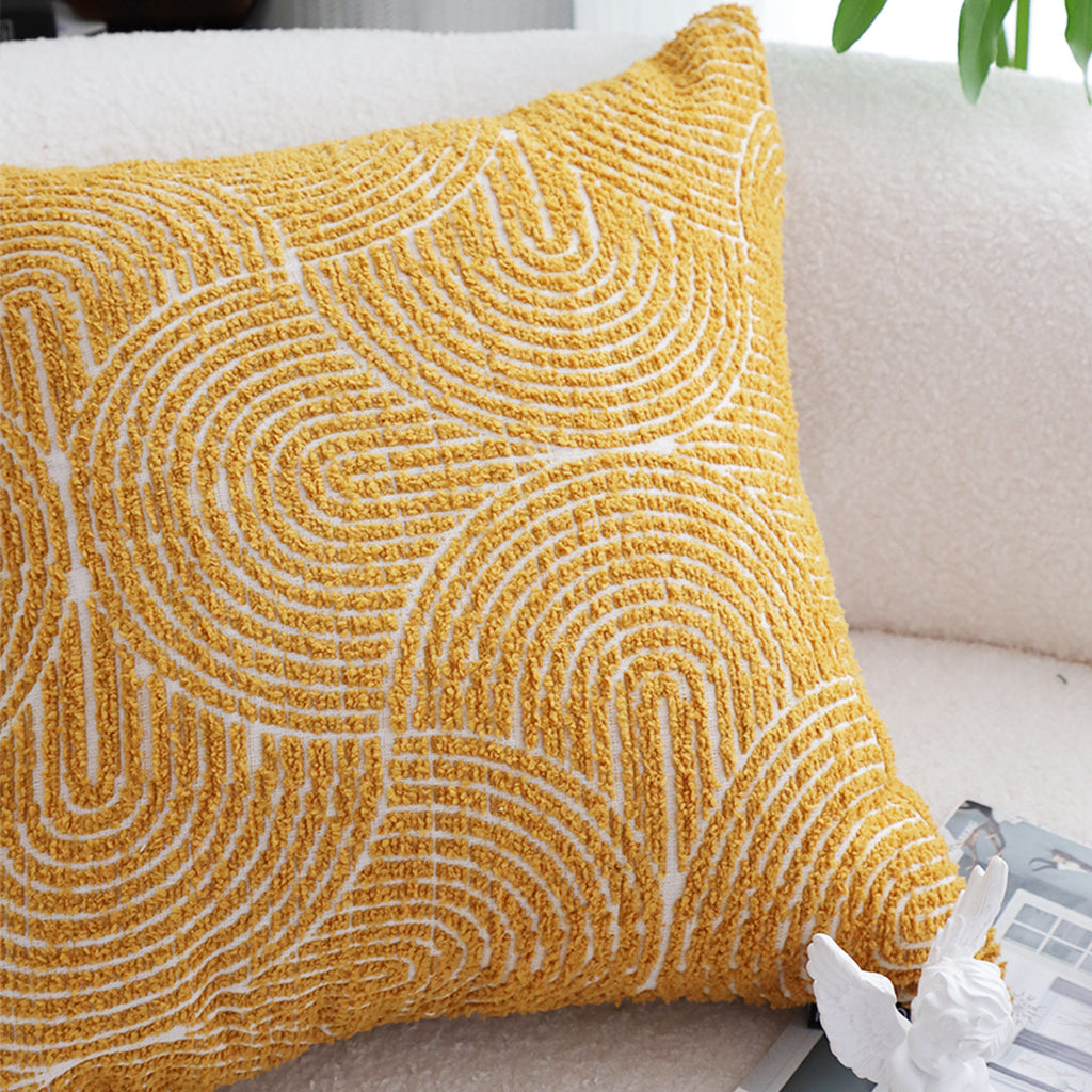 SOGA 45cm Mustard Yellow Geometric Pillowcase
