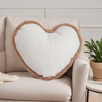 SOGA 42x32cm Heart-Shaped Beige Brown Off-White Plush Polyester Pillow Cover