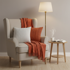 SOGA 3PC Cozy Red Knit Set – Diamond Throw Blanket with Cable Knit Pillow Covers (Diamond & Pure Design)