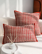 SOGA 2X 30x50cm Cozy Textured Red & White Pillowcase